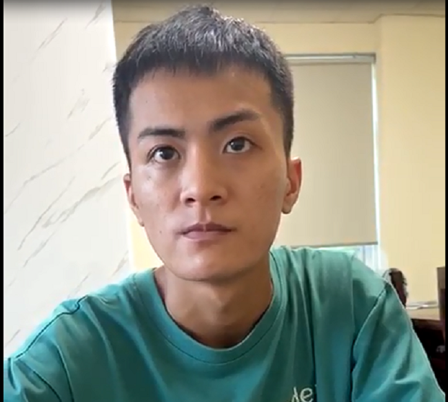  Vũ Văn Đức tại cơ quan công an. Ảnh: V. Hậu