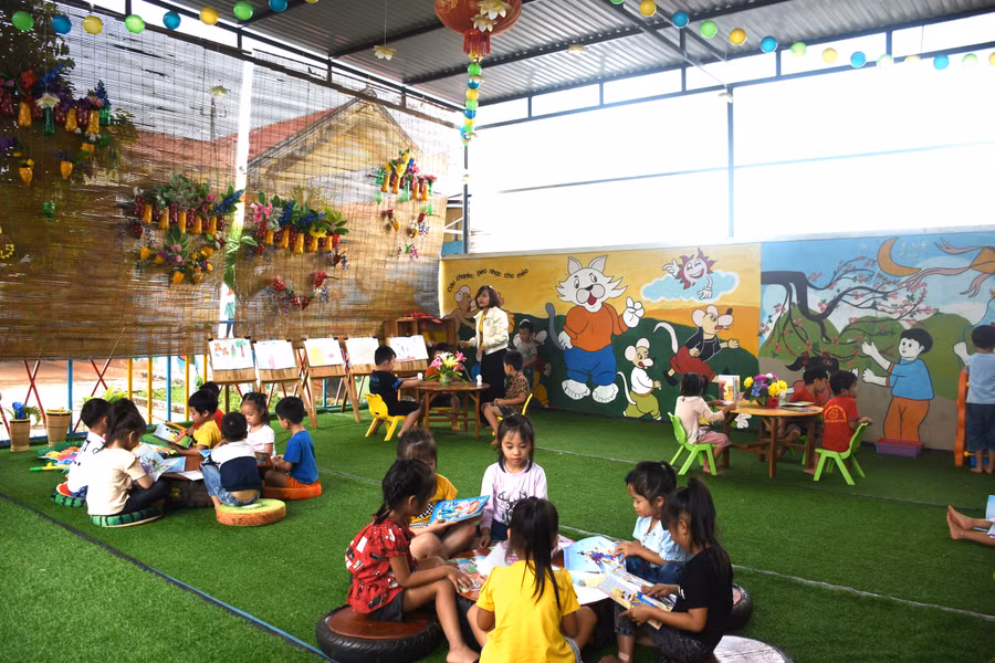 Mô hình thư viện thân thiện dựa vào cộng đồng của Trường Mẫu giáo Kon Thụp, xã Kon Thụp, huyện Mang Yang. Ảnh: Nhật Hào