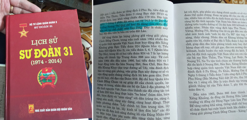 Cuốn sách “Lịch sử Sư đoàn 31” của Nhà xuất bản Quân đội nhân dân, có dòng về chiến công bắn hạ 2 chiếc F8U của ông Quý và đơn vị.