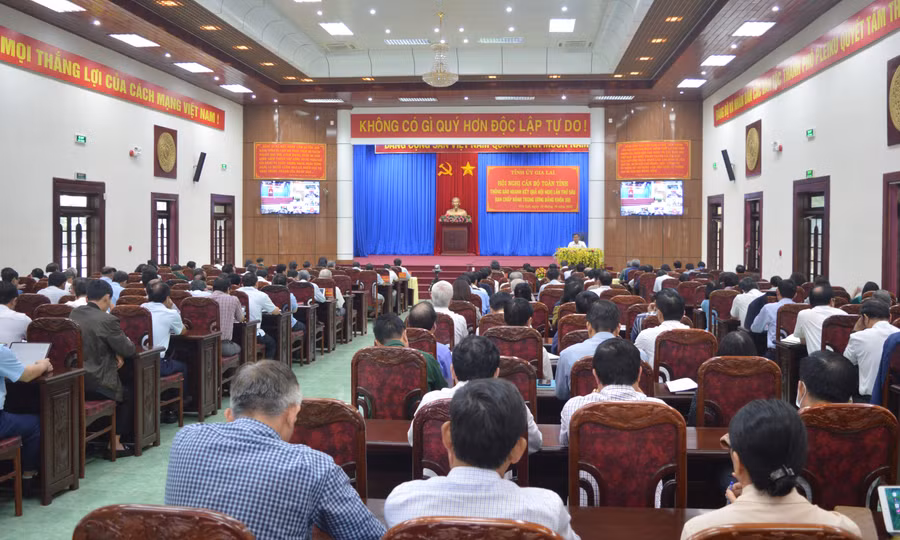 Quang cảnh hội nghị tại điểm cầu chính, hội trường 19-5. Ảnh; Anh Huy