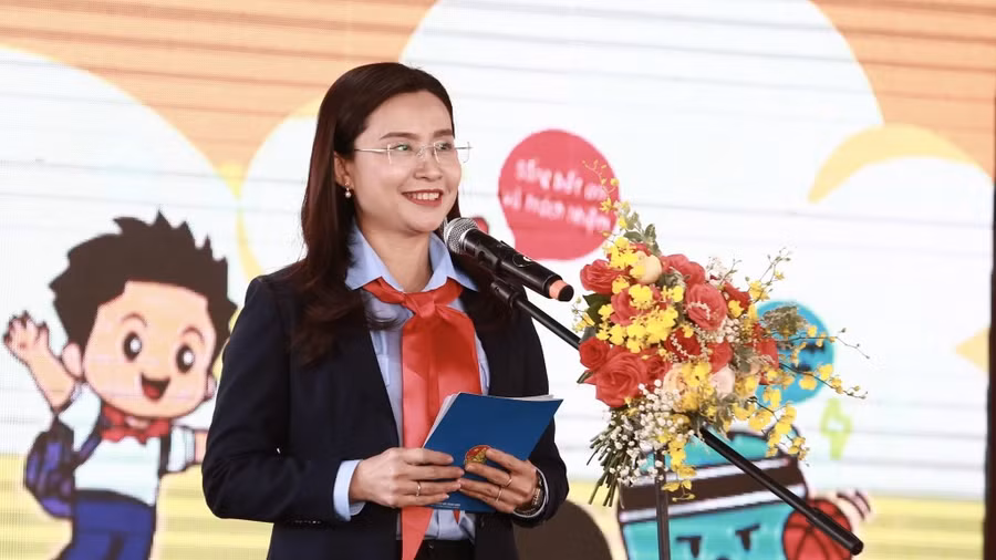 Bí thư Trung ương Đoàn Nguyễn Phạm Duy Trang phát biểu tại chương trình. Ảnh: Báo Tuổi trẻ Thủ Đô