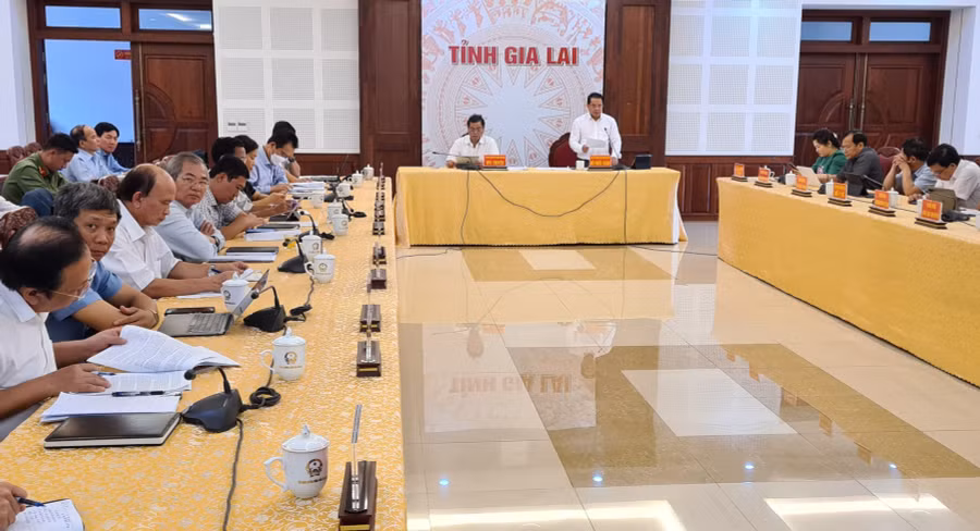 Quang cảnh hội nghị tại điểm cầu Gia Lai. Ảnh: Ngọc Sang