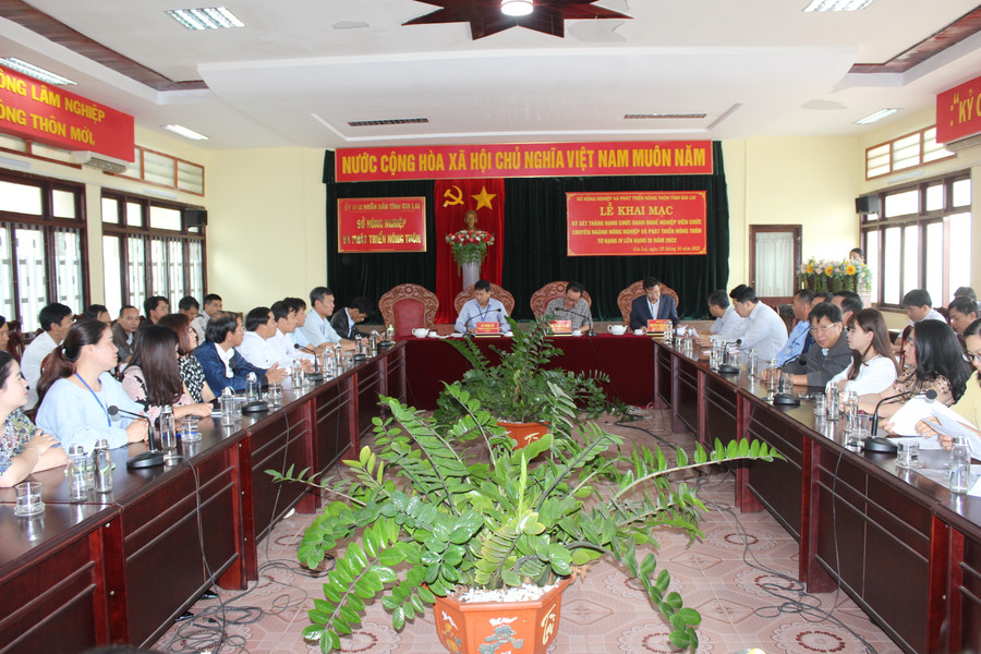 Quang cảnh buổi khai mạc xét thăng hạng.Ảnh: Nguyễn Diệp