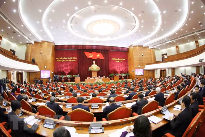 Toàn cảnh phiên họp Hội nghị lần thứ 9 Ban Chấp hành Trung ương Đảng Khóa XII. (Ảnh: Phương Hoa/TTXVN)