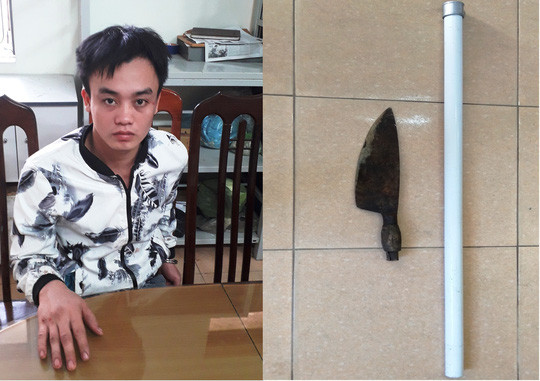 Đối tượng Nguyễn Hải Quân và hung khí tại cơ quan công an