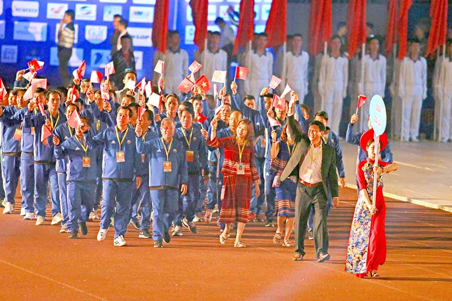  Đoàn Gia Lai diễu hành tại lễ khai mạc Đại hội Thể thao toàn quốc lần thứ VIII-2018. Ảnh: M.V