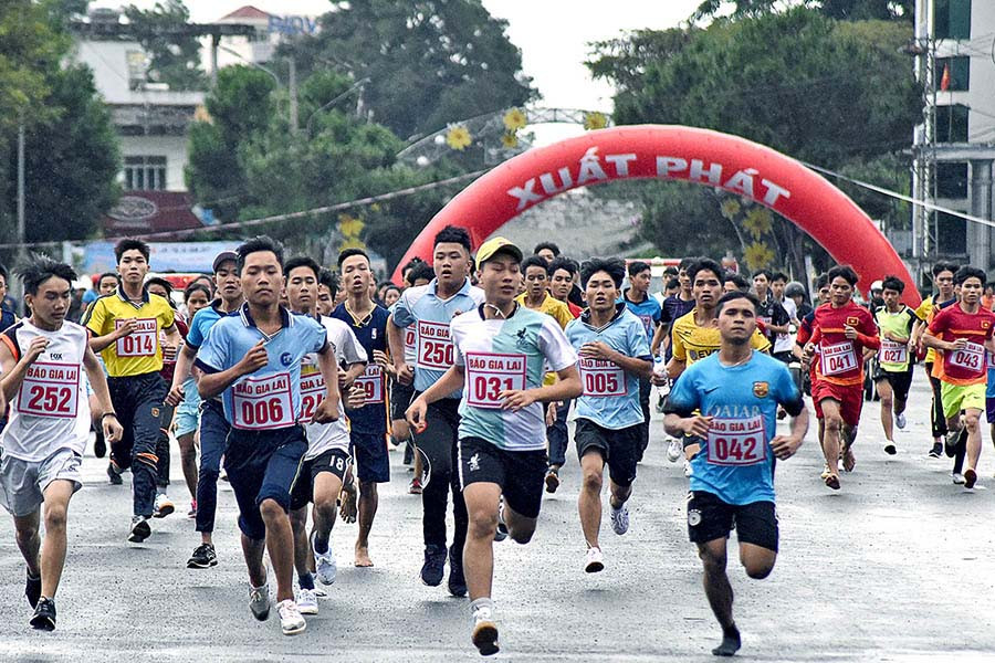  Các VĐV tranh tài tại Giải Việt dã Báo Gia Lai lần thứ XII-2017. Ảnh: Đ.T