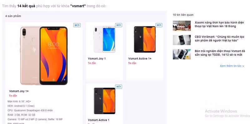  Một số mẫu Vsmart.