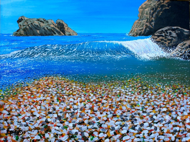  Bãi biển Glass, Fort Bragg, California, Mỹ, là một trong những bãi biển độc đáo nhất danh sách này, nơi bờ biển được bao phủ bởi những viên đá nhỏ trông như thủy tinh.