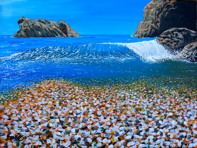  Bãi biển Glass, Fort Bragg, California, Mỹ, là một trong những bãi biển độc đáo nhất danh sách này, nơi bờ biển được bao phủ bởi những viên đá nhỏ trông như thủy tinh.