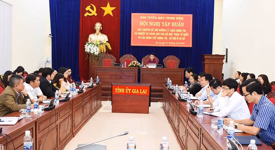  Quang cảnh hội nghị tập huấn tại điểm cầu Gia Lai. Ảnh: Minh Nguyễn