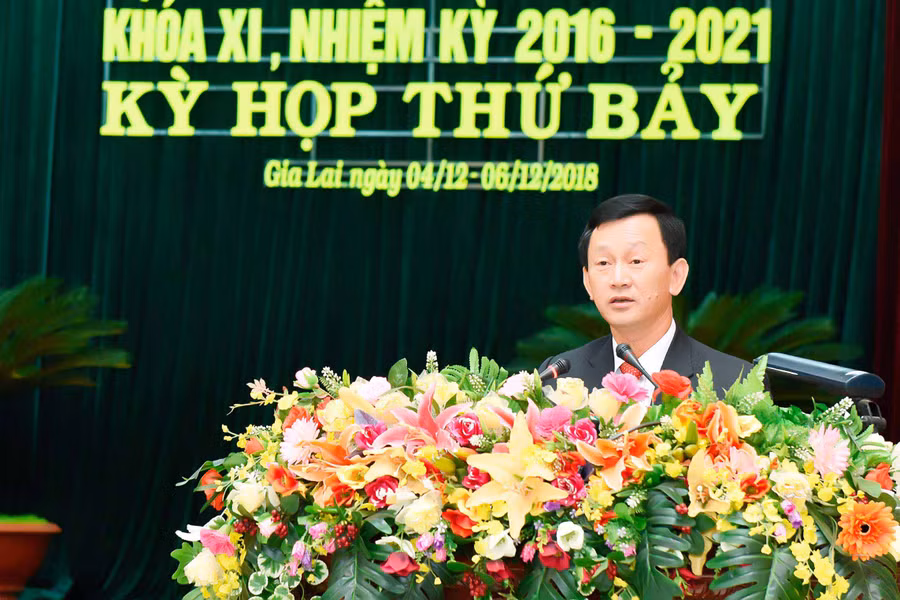 Ông Dương Văn Trang-Ủy viên Ban Chấp hành Trung ương Đảng, Bí thư Tỉnh ủy, Chủ tịch HĐND tỉnh phát biểu khai mạc kỳ họp. Ảnh Đức Thụy