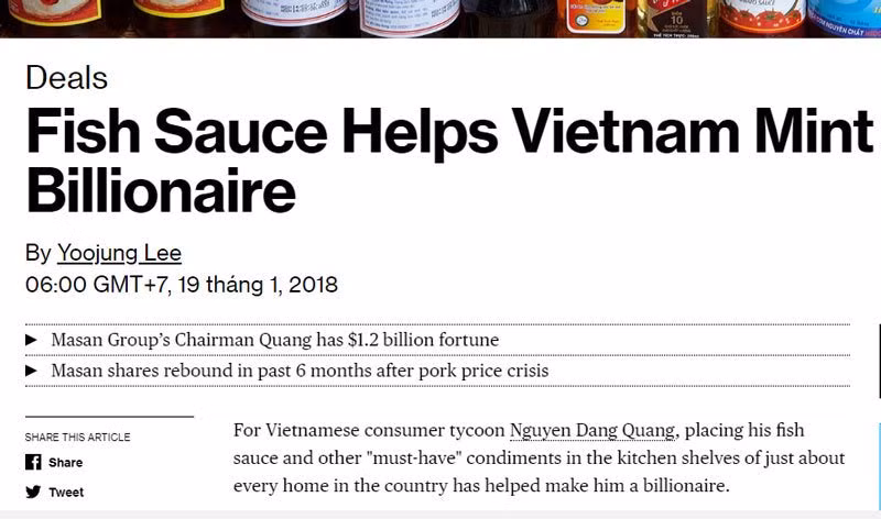 Ông Nguyễn Đăng Quang được Bloomberg xếp là tỷ phú USD thứ 3 tại Việt Nam từ ngay đầu 2018. Ông Nguyễn Đăng Quang được Bloomberg xếp là tỷ phú USD thứ 3 tại Việt Nam từ ngay đầu 2018.