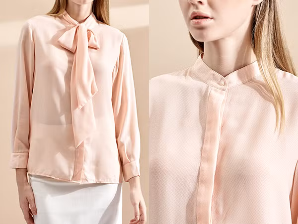 Thứ 3: Sơ mi thắt nơ cổ kết hợp với chân váy sẽ khiến bạn điệu đà hơn. Chiếc nơ áo này tiện lợi khi có thể tháo rời, biến cổ nơ thành cổ trụ năng động.