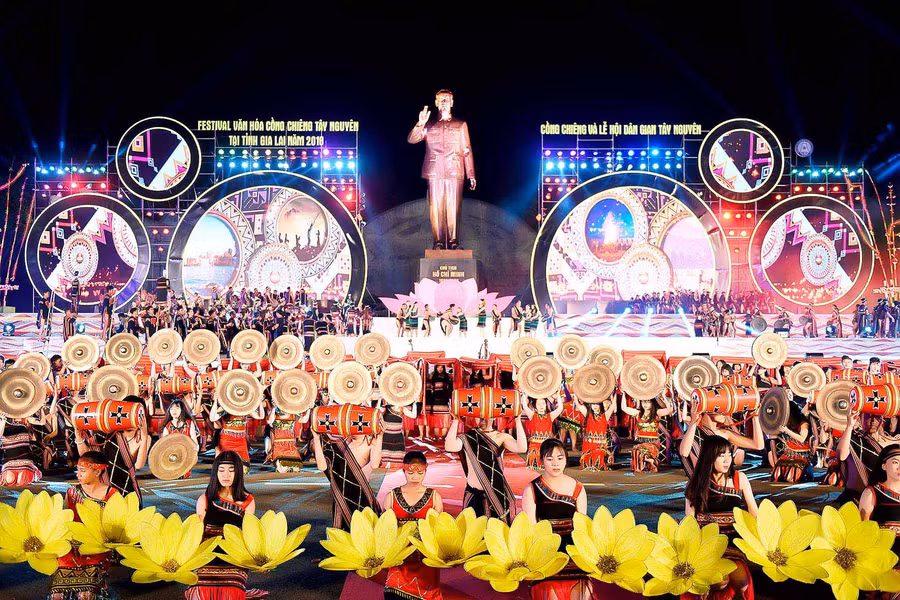 Quang cảnh be mạc Festival văn hóa Cồng chiêng Tây Nguyên 2018. Ảnh: Đức Thụy