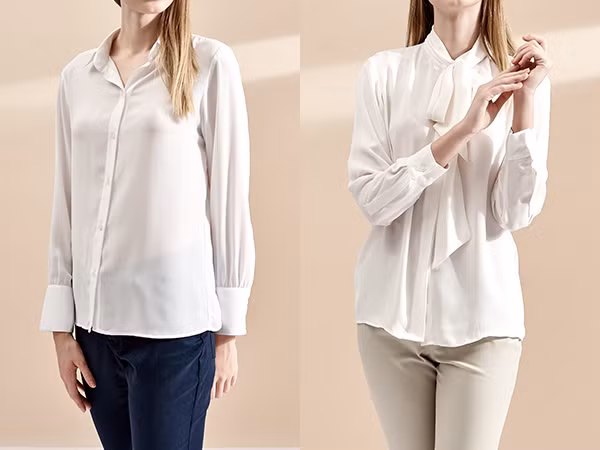 Thứ 2: Bạn có thể khởi đầu tuần mới với một chiếc sơ mi trắng kết hợp cùng quần tây hoặc quần kaki phom ôm, may trên chất liệu vải co giãn, mềm mịn, để thoải mái trong mọi hoạt động.