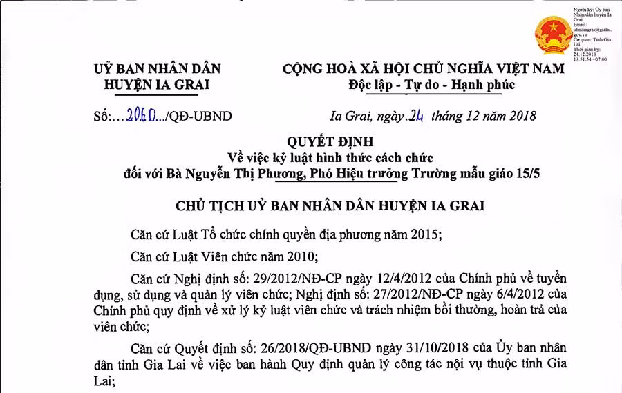  Ban Giám hiệu Trường Mẫu giáo 15-5 có nhiều sai phạm trong thực hiện nhiệm vụ, quyền hạn được giao. Ảnh: Chí Hào