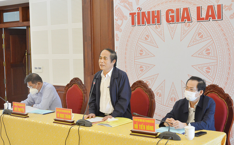 Đồng chí Võ Ngọc Thành-Chủ tịch UBND tỉnh phát biểu kết luận tại hội nghị. Ảnh: Hà Duy