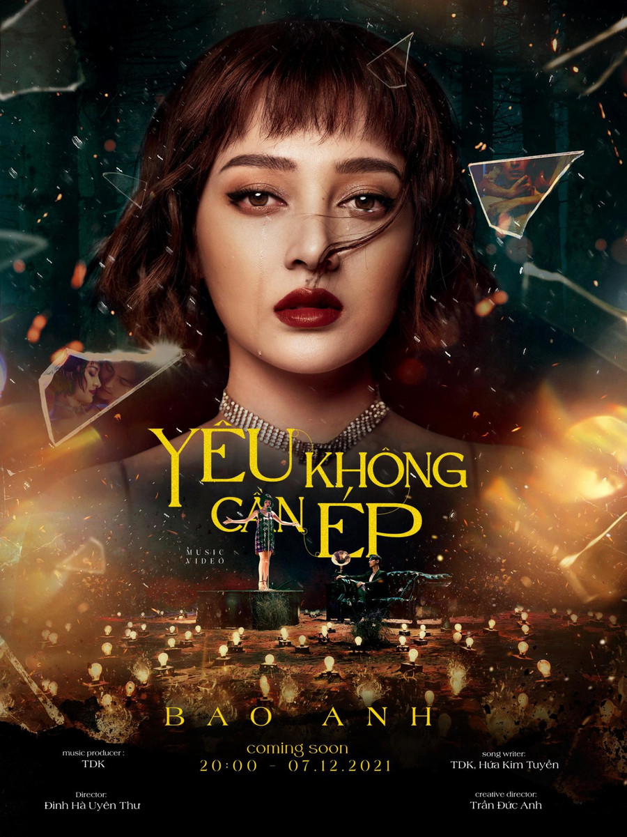 Poster MV mới của Bảo Anh gây chú ý với biểu cảm tan vỡ cùng giọt nước mắt lăn dài trên má. Ảnh: NVCC