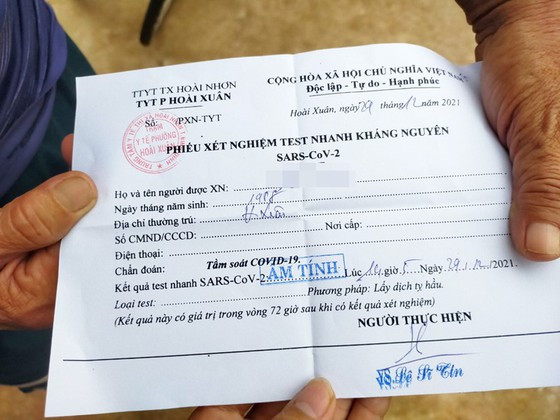  Thị xã Hoài Nhơn test theo mẫu gộp (2 người/mẫu) với chi phí hiện tại là 100.000 đồng/mẫu gộp, trước khi tiêm vaccine
