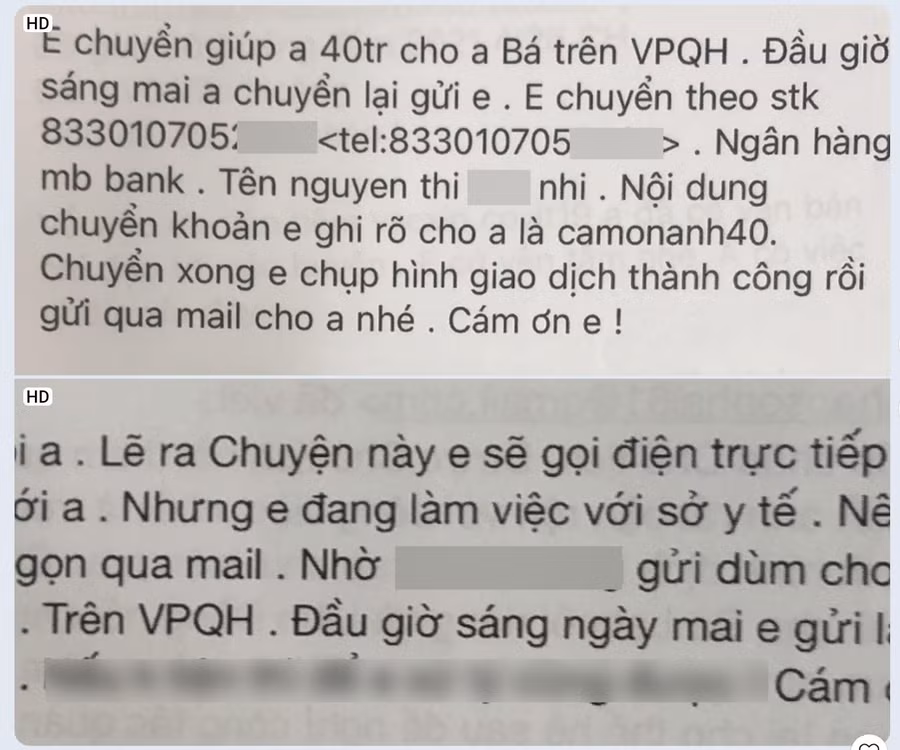 Nội dung email mạo danh lừa đảo của Tùng. Ảnh: Công an cung cấp
