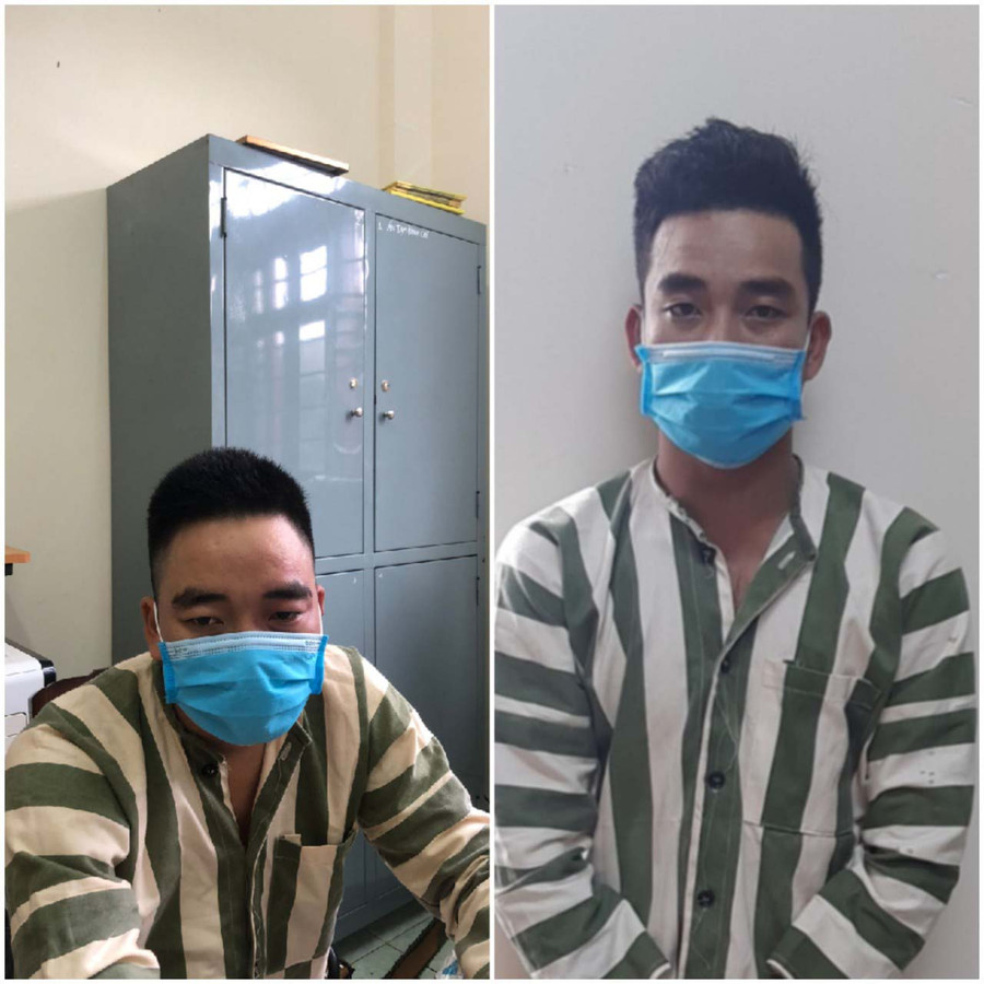 Đối tượng Đinh Văn Quân (bìa trái) và Đinh Văn Ngọc là chủ mưu vụ khai thác 7 cây gỗ hương tại Vườn Quốc gia Kon Ka Kinh. Ảnh: Lê Anh