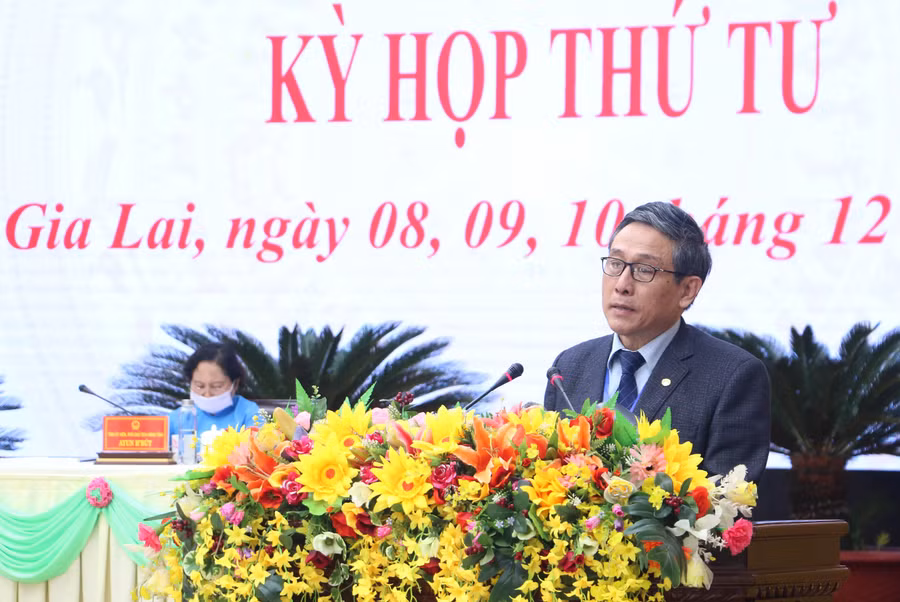 Giám đốc Sở Giáo dục và Đào tạo Lê Duy Định trả lời chất vấn của đại biểu. Ảnh: Tấn Thi