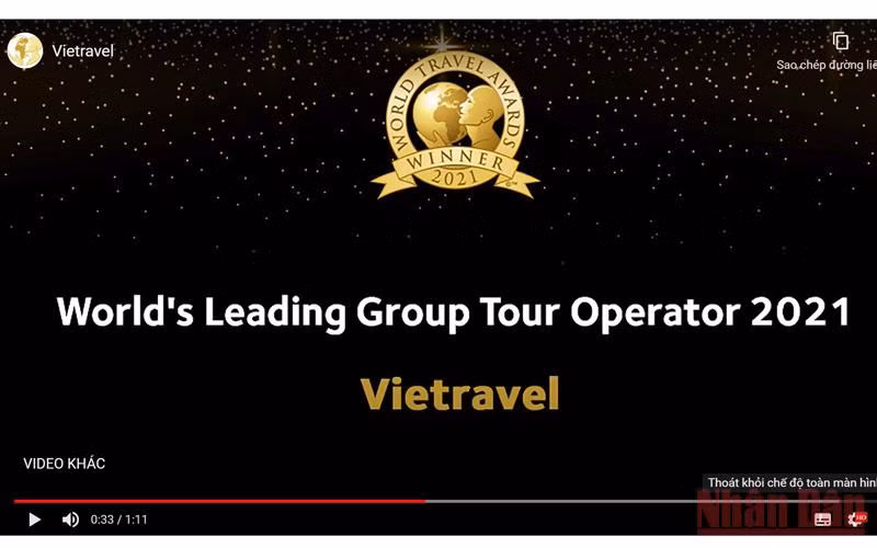 WTA công bố Vietravel giành chiến thắng ở hạng mục 