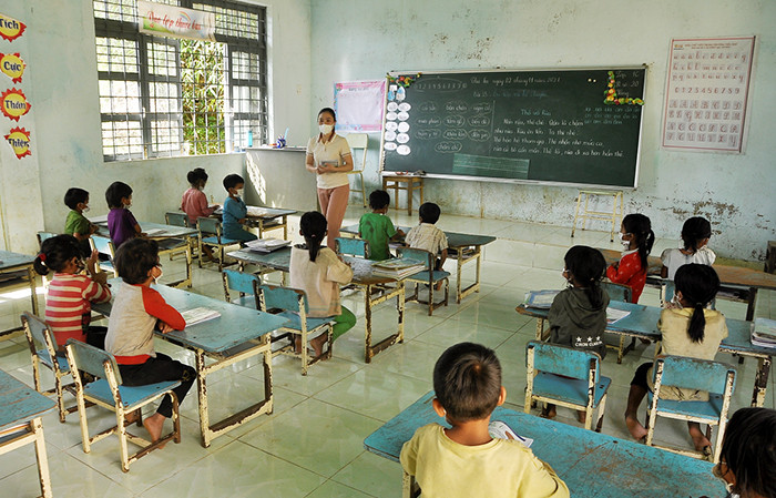 Lớp học của cô giáo Quỳnh ở làng Ngọc Lâng.