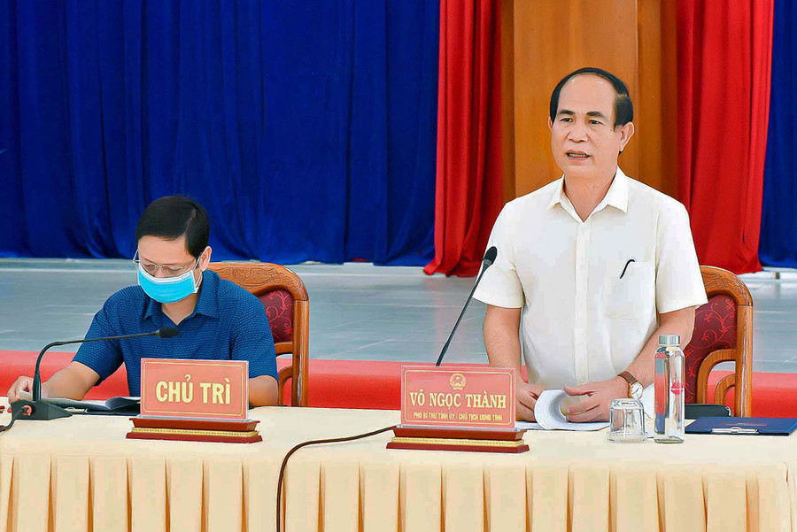 Phó Bí thư Tỉnh ủy, Chủ tịch UBND tỉnh Võ Ngọc Thành phát biểu chỉ đạo tại buổi làm việc với huyện Phú Thiện ngày 3-9-2021. Ảnh: Đức Thụy Phó Bí thư Tỉnh ủy, Chủ tịch UBND tỉnh Võ Ngọc Thành phát biểu chỉ đạo tại buổi làm việc với huyện Phú Thiện ngày 3-9-2021. Ảnh: Đức Thụy