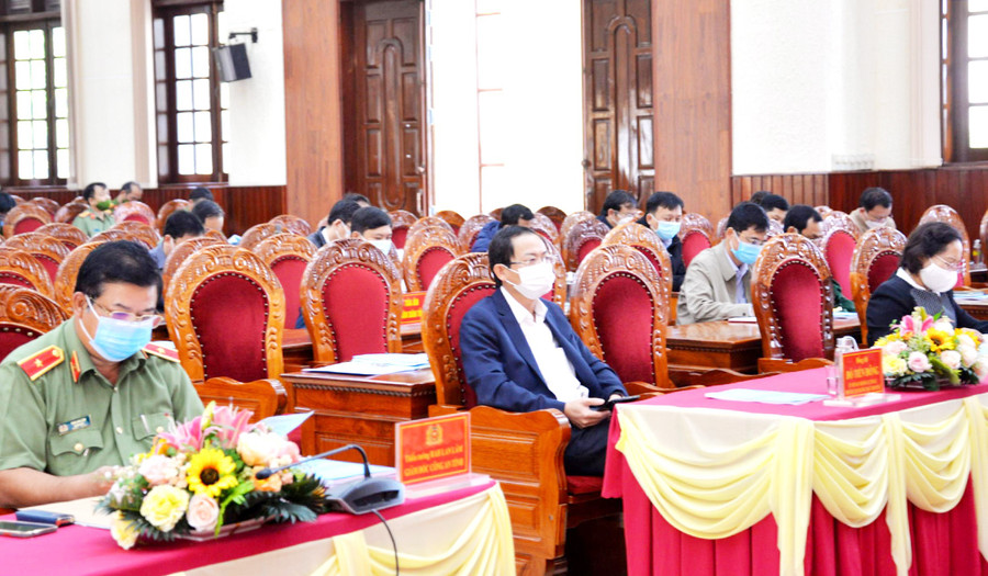  Các đại biểu tham dự tại điểm cầu Công an tỉnh Gia Lai. Ảnh: Nguyễn Hữu