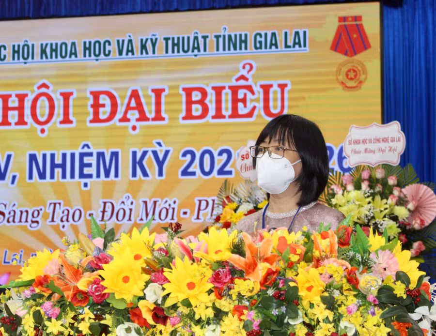 Phó Chủ tịch UBND tỉnh Nguyễn Thị Thanh Lịch phát biểu chỉ đạo tại Đại hội. Ảnh: Phan Lài