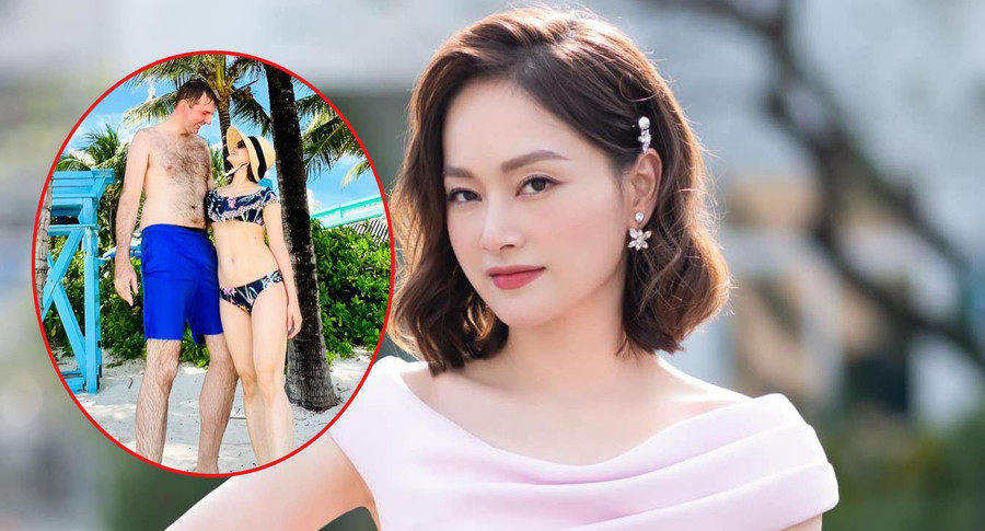 Lan Phương nóng bỏng bên ông xã ngoại quốc. Ảnh: FBNV