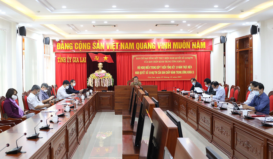  Quang cảnh hội nghị tại điểm cầu Gia Lai. Ảnh: Thiên Di