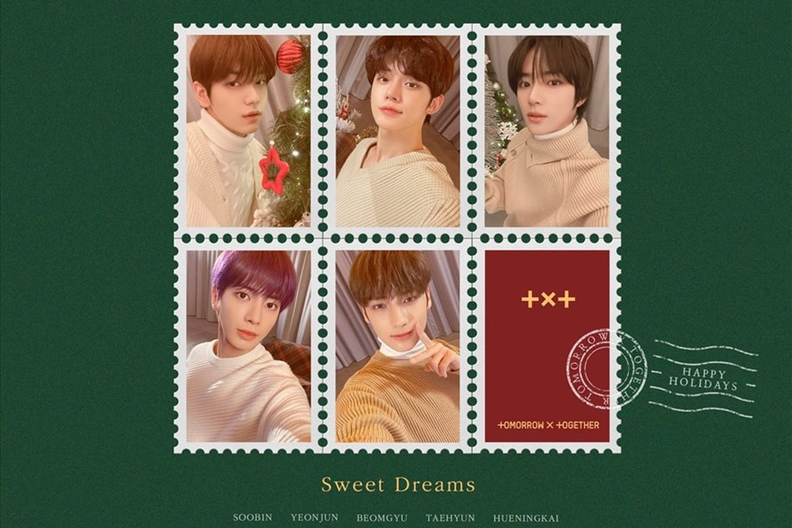 Nhóm nhạc TXT gây chú ý khi phát hành ca khúc “Sweet Dreams” nhân mùa lễ Giáng sinh. Ảnh: Xinhua  Nhóm nhạc TXT gây chú ý khi phát hành ca khúc “Sweet Dreams” nhân mùa lễ Giáng sinh. Ảnh: Xinhua