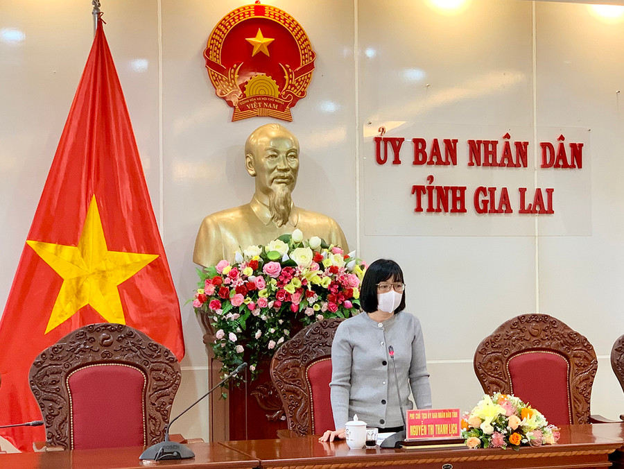 Phó Chủ tịch UBND tỉnh Nguyễn Thị Thanh Lịch phát biểu tại cuộc họp. Ảnh: Như Nguyện Phó Chủ tịch UBND tỉnh Nguyễn Thị Thanh Lịch phát biểu tại cuộc họp. Ảnh: Như Nguyện