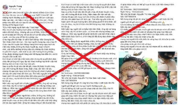 Thông tin bịa đặt mà đối tượng đăng tải trên facebook để lừa đảo. Ảnh: Văn Hậu  Thông tin bịa đặt mà đối tượng đăng tải trên facebook để lừa đảo. Ảnh: Văn Hậu