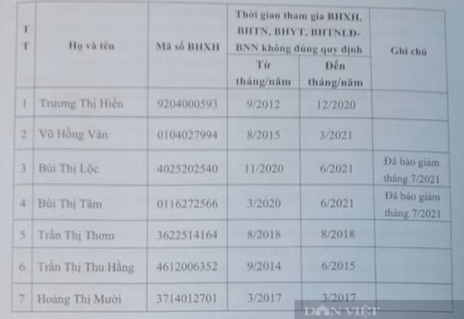 Những trường hợp được Công ty Cổ phần Thủy điện Bình Điền đưa vào tham gia BHXH, BHTN, BHYT, BHTNLĐ-BNN không đúng đối tượng theo quy định. Ảnh: T.H.