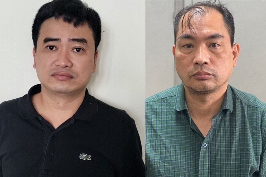 Giám đốc CDC Hải Dương - Phạm Duy Tuyến (bên phải ảnh) và Phan Quốc Việt - Tổng Giám đốc Công ty CP Công nghệ Việt Á. Ảnh: Bộ Công an