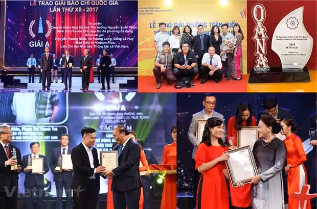 Các phóng viên, biên tập viên của VietnamPlus đã nhận nhiều giải thưởng báo chí và thông tin đối ngoại trong thời gian qua. Nguồn: Vietnam+