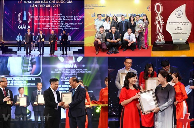 Các phóng viên, biên tập viên của VietnamPlus đã nhận nhiều giải thưởng báo chí và thông tin đối ngoại trong thời gian qua. Nguồn: Vietnam+