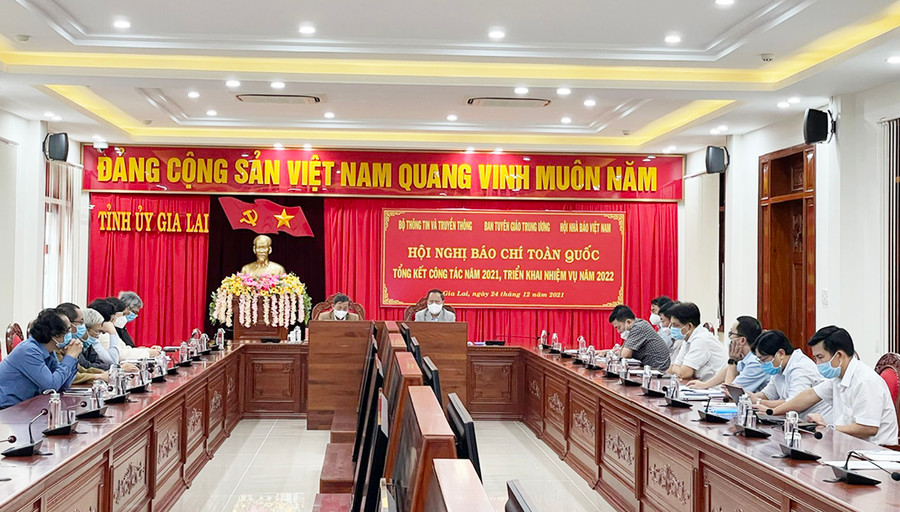  1Quang cảnh hội nghị tại điểm cầu Gia Lai. Ảnh: Phương Duyên