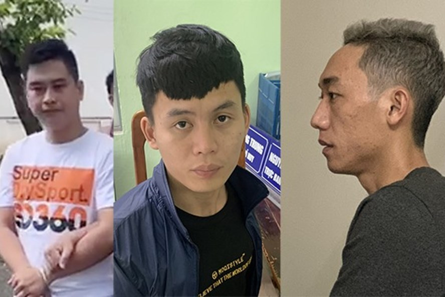 Các bị can trong nhóm trộm thông tin khách hàng để chiếm đoạt tiền gửi. Ảnh: M.L.