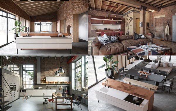 Thiết kế nội thất nhà cấp 4 kiểu Mỹ phong cách công nghiệp.