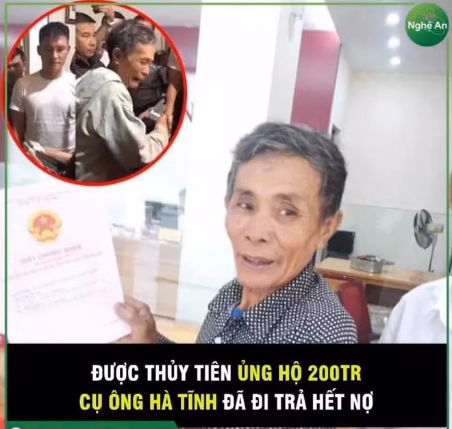 Một cụ ông được Thủy Tiên 