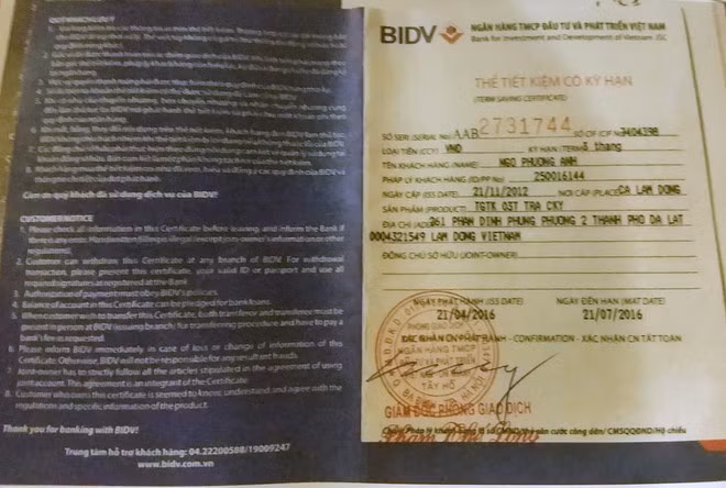 Sổ tiết kiệm ghi 32 tỉ đồng mà 