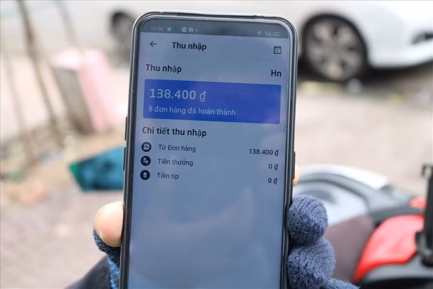 138 ngàn đồng là doanh thu từ 5h sáng đến cuối giờ chiều của một tài xế công nghệ. Sau khi trừ chi phí sẽ 