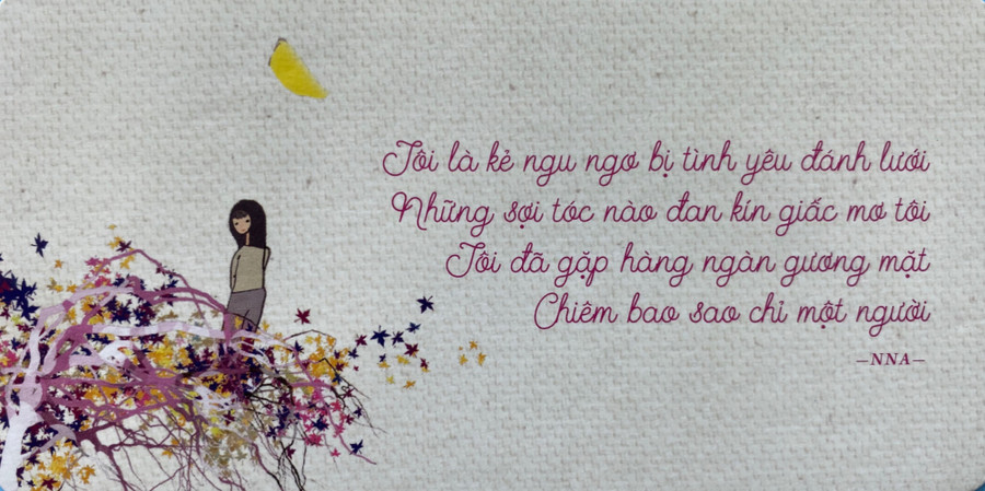 Postcard với thơ Nguyễn Nhật Ánh và minh hoạ Hoàng Tường được tặng kèm sách.