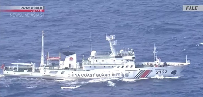 Tàu hải cảnh Trung Quốc xuất hiện gần quần đảo Senkaku/Điếu Ngư tổng cộng 283 ngày từ đầu năm đến nay - Ảnh cắt từ clip