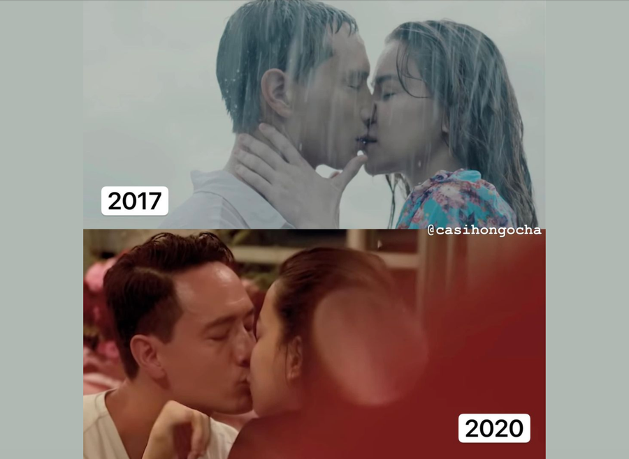 Hồ Ngọc Hà chia sẻ hình ảnh ghi lại cơ duyên đầu tiên mà cô và Kim Lý quen nhau đó là trong MV “Cả một trời thương nhớ”. Cặp đôi đang được chú ý nhiều nhất mấy ngày gần đây nhờ chuyện tình đẹp như mơ và màn cầu hôn đầy ngọt ngào mà Kim Lý dành cho Hồ Ngọc Hà sau khi cô hạ sinh cặp song sinh Leon & Lisa. Ảnh: CMH.